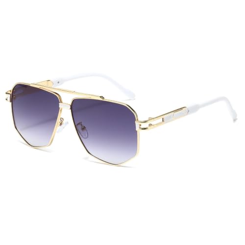 Lunettes de soleil punk en métal UV400 unisexes avec verres dégradés gris