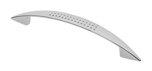 GTV Poignée de Meuble UZ-05, Entraxe 128 mm, Longueur 164 mm, Design Moderne avec Surface Texturée, en Zamak Finition Chromée Brillante, pour Tiroir et...