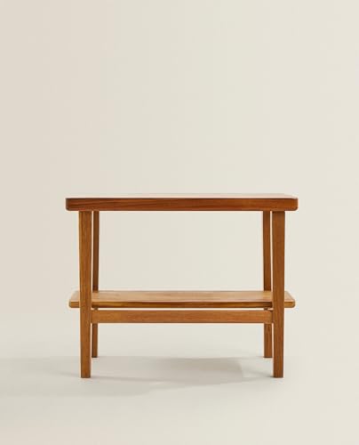 Image of Solid Sheesham Wood SideTable for Living Room | Wooden EndTable with Shelf for Bedroom & Balcony | Natural Honey Finish Bedside Table (16.9 inch H x 21.7 inch L x 9.8 inch W)