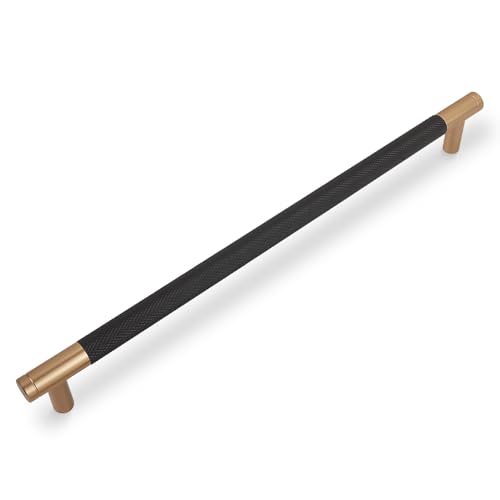 6 Pack 10 Inch Black and Champagne Bronze Kitchen Cabinet Handles Knurled Cabinet Pulls Black Drawer Pulls Cabinet Hardware