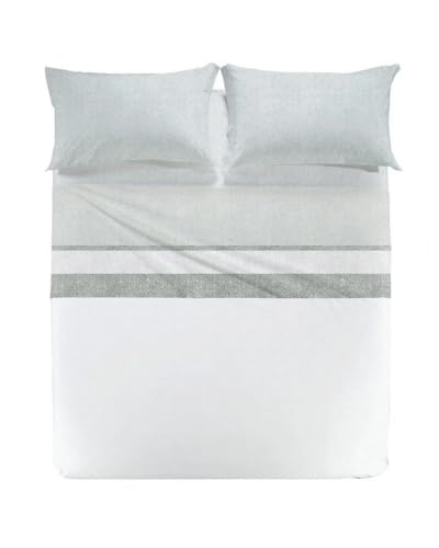 Caleffi 1003614 Cotone Nevada2 Completo Lenzuola per Piazza e Mezza Letto, Grigio