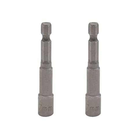 VictorsHome 1/4" Quick-Change Hex Shank 7mm Magnetic Nut Driver Bit, Power Socket Adapter Setter Drill Bits Metric, 65mm Length, 2pcs Cover