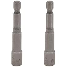 1/4" Hex Shank 7mm Magnetic Nut Driver Bit, Quick-Change Power Socket Adapter Drill Bits Metric, 65mm Length, 2pcs