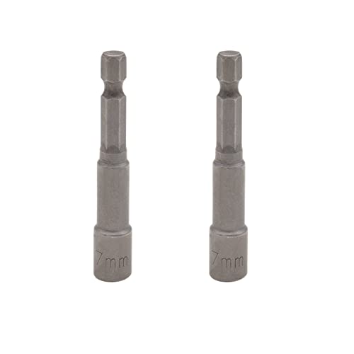 Victorshome 1/4" Hex Shank 7Mm Magnetic Nut Driver Bit, Quick-Change Power Socket Adapter Drill Bits Metric, 65Mm Length, 2Pcs #TOP23