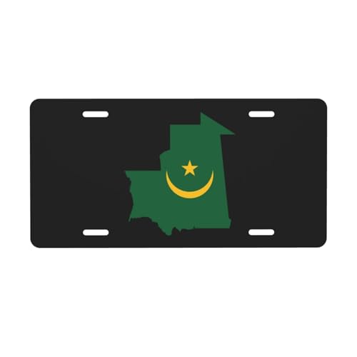 Placa de matrícula con Mapa del Terreno de Mauritania para la Parte Delantera del Coche, Placa de matrícula de 6 x 12 Pulgadas, Placa de Metal para Coche, Etiqueta Decorativa novedosa y vanidosa
