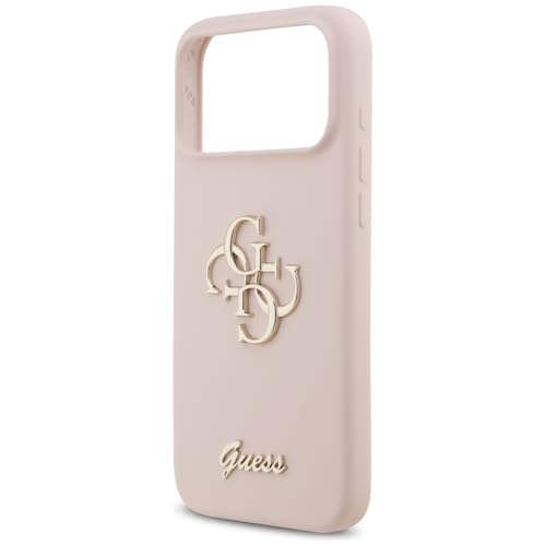Coque silicone Guess 4G Script rose iPhone 17 Pro Max luxe et style