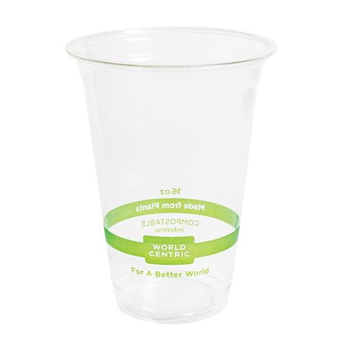 World Centric Compostable Clear Cold Cups, 16 Oz (Pack of 20), PLA Beverage Cup Made from Plants and Minerals, Sustainable, Strong, Perfect for Iced Coffee, Iced Tea & Smoothies