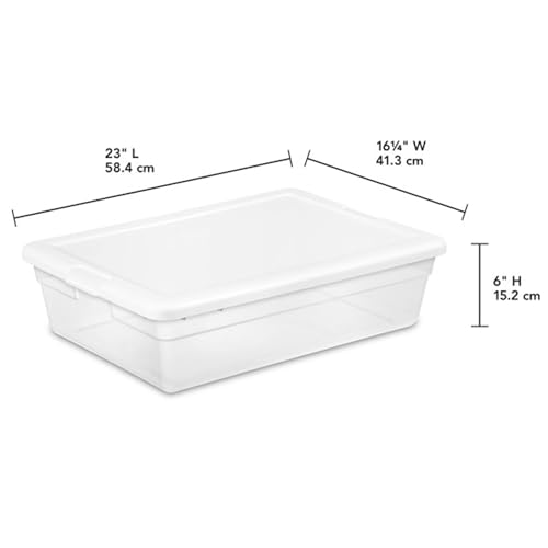 Image of Sterilite 40 Pack Storage Box, 28 Quart Stackable Tote, Clear Plastic Container with Secure Snapping Lids for Home and Office Organization, White