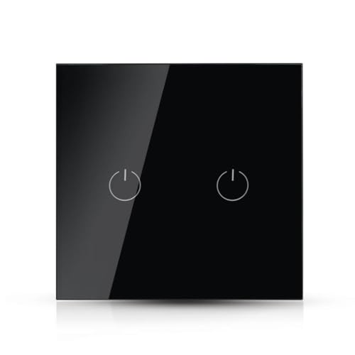 Smart Interruttore Touch Wi-Fi, Nero con 2 Tasti