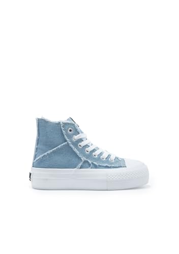 B&W Break&Walk Zapatillas Altas Denim B&W - Zapatillas Casual Mujer y niña cómodas (Denim/Talla 35)