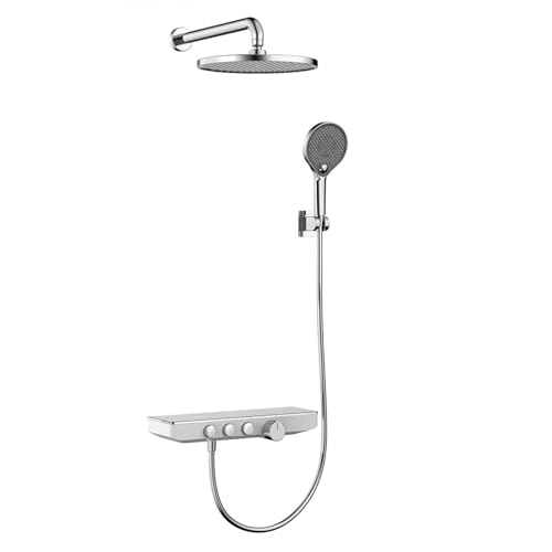 SWHC Sistema De Ducha, Columna De Ducha Empotrada con Grifo De Bañera Y Ducha De Mano, Duchas De Baño Columna, Ducha Baño Columna con Pantalla De Temperatura, Juego De Ducha Baño Columna