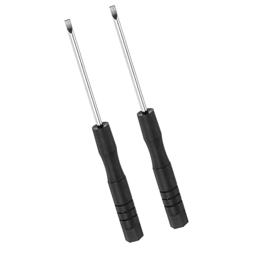 TOP-VIGOR 2pcs Mini Slotted Screwdriver 2mm Flat Head 82mm Length, Small Precision Screwdrivers with Non-Slip Handle for Electronics, Glasses, Watch, Computer and Small Appliance Repair