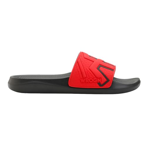 Image of Wrogn Men's Anti-slip Sliders | Lightweight EVA Sole | Cushioned Comfort Footbed | Black | 8