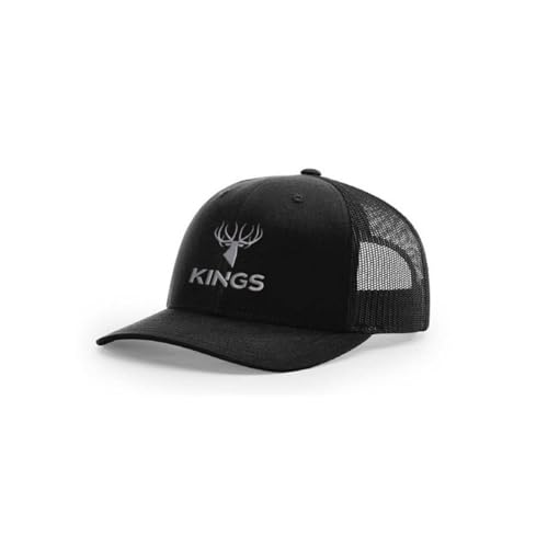 King's Camo Unisex Adult Kings Embroidered Logo Trucker Style Richardson Mesh Adjustable Snapback Hat, OSFA, Black/Black