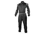 K1 Race Gear K1 Challenger Adult FR Cotton Fire Suit - SFI 3.2A/1 - Black, White - Large/XL 58
