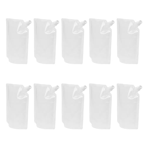 HOMOBABE 50個 透明プラスチック製吸嘴密封包装袋 自立型軽量液体保存バッグ アウトドア飲料携帯用 キャンプ 釣り カフェ対応