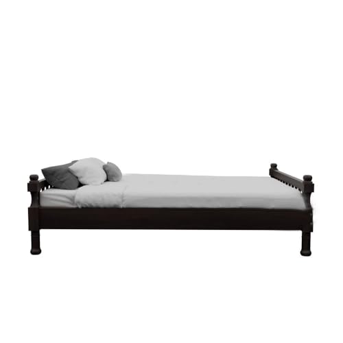 Image of Solid Sheesham Wood Single Bed Cot Without Storage | Single Size Bed for Bedroom | Multipurpose Use Bed- (Walnut) (216x99x53cm) (Recommend Mattress size-78x36 inch)