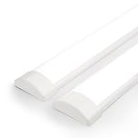 BrightFly 4Ft LED Batten, 3550LM 32W 6500K Tube, 2-Pack Slim Profile Dust-Proof Integrated Housing, Surface Mounted Linear Ceiling Garage Light for Indoor Use