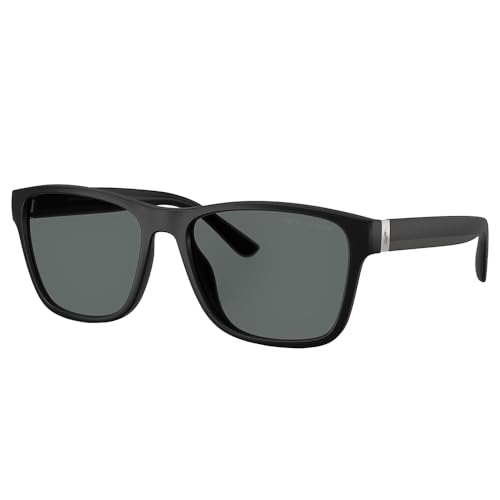 Polo Ralph Lauren PH 4229U 500181 Matte Black Plastic Square Sunglasses Grey Polarized Lens