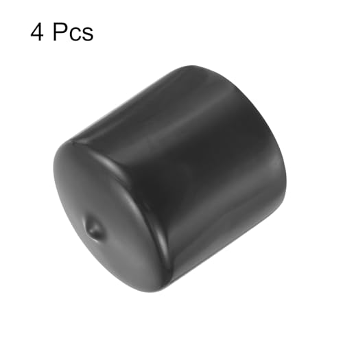Image of uxcell 4pcs Rubber End Caps 55mm(2 3 /16 inch) ID Vinyl Round End Cap Cover Screw Thread Protectors Dark Grey, 40mm Height