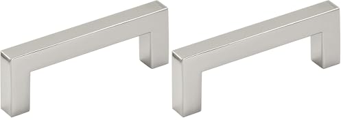 Image of Amerock | Cabinet Pull | Polished Nickel | 3 inch (76 mm) Center to Center | Monument | 2 Pack | Drawer Pull | Drawer Handle | Cabinet Hardware