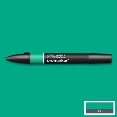Image of Winsor & Newton Promarker, Alcohol Based Markers, Green (G847), Double Tipped Drawing Marker Set for Artists, Graphic Designers, Illustrators - Chisel & Fine Twin Tip, Streak Free Coverage