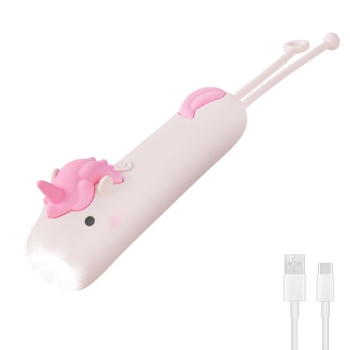 HOTUT Lampe de Poche, Torche Enfant Licorne en Silicone Doux avec 3 Modes Lumineux, Lampe Torche Rechargeable USB-C pour Aventure, Anniversaire, Cadeau Fille