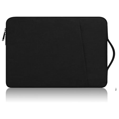 14 Inch Laptop Sleeve Case for MacBook Pro 14 inches M4 Chip A3112 A3185 A3401 Canvas Handbag Portable Package Pouch Carrying Travel with Stainless Steel Zipper Polyester Accessories (Black)