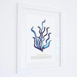 SeaKisses Forest Kelp Watercolour Print Wall Art White Framed
