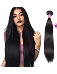 Aigemei Peruvian Virgin Straight Human Hair Weave one Bundle Peruvian Silky Straight Hair Weft Black Natural Color(100g 22inch)