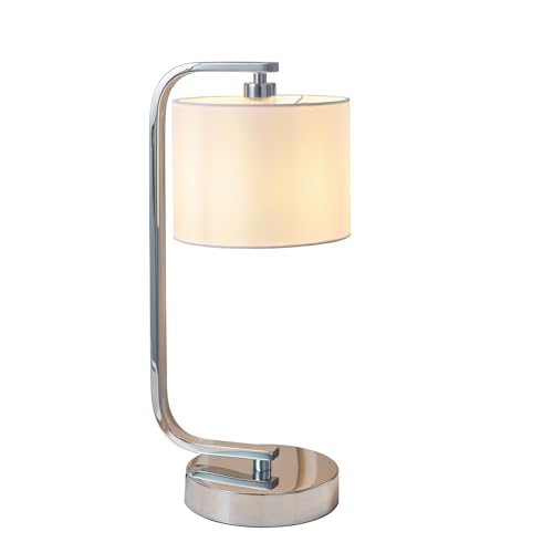 Endon Canning Chrome plate & white faux silk Touch Table Lamp