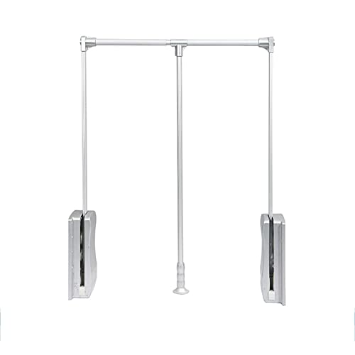 Kleiderlift Für Schrankbreite, 890-1200 mm Aluminium, Verstellbare Schrankstange Herunterziehen, Kleiderbügel, 30 Kg, Strapazierfähiges Schrank-Lift, Für Schlafzimmer, Garderobe,Silber,890_1200cm