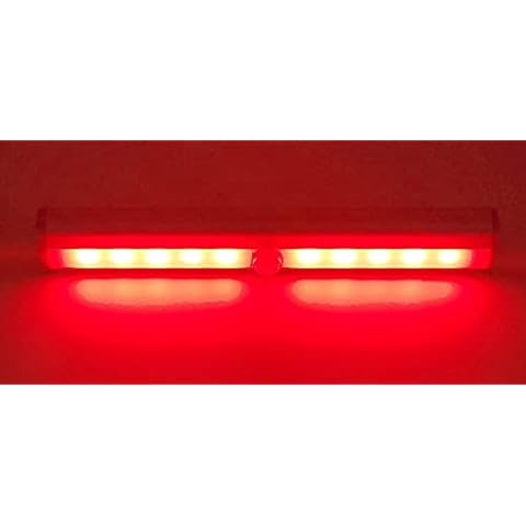 Lock Connection™ - LED Motion Activated Cabinet Light. Stick-on Anywhere/Battery Operated 10 LED Motion Sensor (Red Qty 3 pcs) Cover