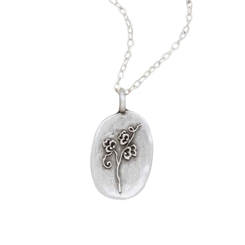 LISA LEONARD DESIGNS Pewter Birth Flower Pendant Necklace Minimal...