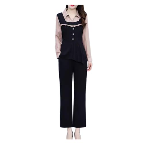 Chemise Pantalon Jambes Larges Femmes Deux Pièces Grande Taille Décontracté