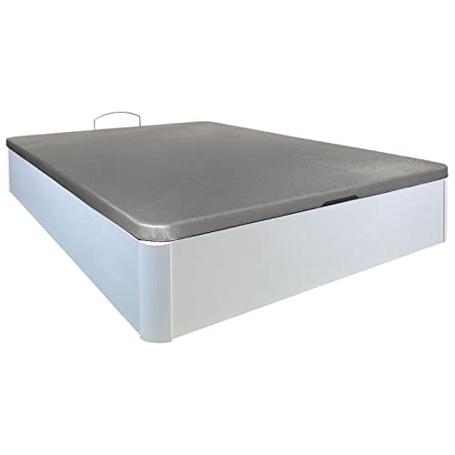 MUËBLAM Canapé abatible de Gran Capacidad, Tapa 3D, Esquinas Redondeadas, 150x190, Blanco Nieve Cover