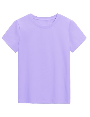KEREDA Girls Shirts Short Sleeve Soft Cotton T-Shirts Plain Tees Tops Clothes for Kids