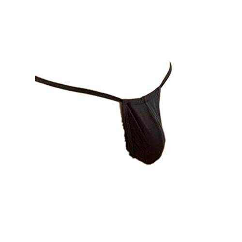 MIYUE String pour Hommes G Strings sous-vêtements Sexy Respirant Micro Thong T Back Thongs Lingerie érotique Culottes Slips Homme Caleçon Taille Basse Confortables, Le Noir, 42 Cover