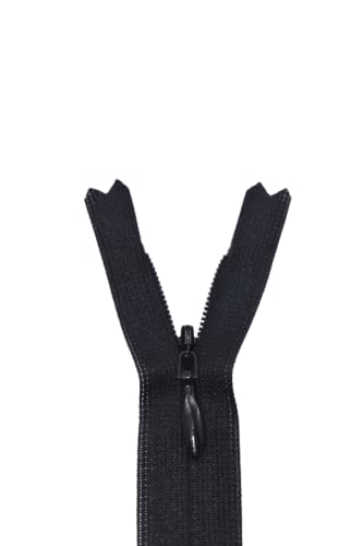 YKK 2CC Premium Invisible Concealed Knitted Tape Zipper (18 inches) for All Kinds of Sewing and Tailoring Crafts, Sewing Dresses, DIY and More : Shade - Black