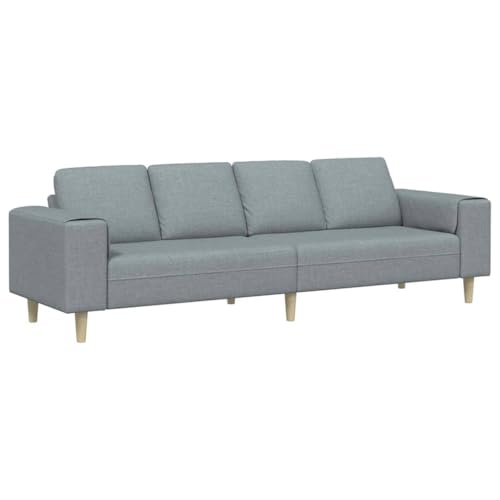 vidaXL Sofá de Sala Gris Claro 250 x 77 x 76 cm Poliéster, Sala, sofá Moderno Rectangular, Material Transpirable, Asiento cómodo y Elegante para Interiores
