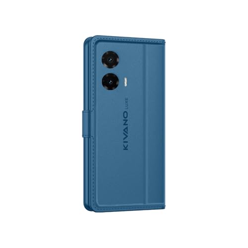 Image of KIVANO LUXE Compatible for Motorola G35 5G Luxury Handmade Leather Magnetic Flip Folio Case | Card Holder & Kickstand | Slim Protective Cover | Unisex - Blue