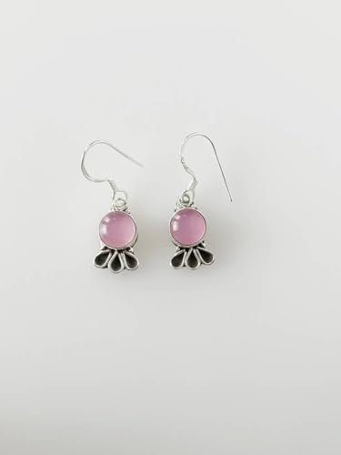 Boucles d'oreilles quartz rose et argent 925 style épuré