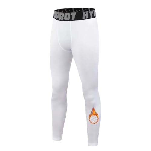HYCOPROT Pantalones Térmica de Compresión para Niños Tights Leggings con Forro Polar Transpirable Niños Mallas Térmicos de Compresión de Secado Rápido Ropa Interior para Correr Fútbol y Baloncesto