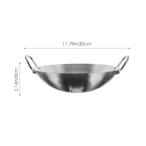 Wok redondo de acero inoxidable 30 cm para cocina miniatura 2