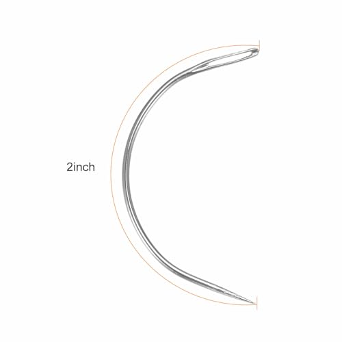 Image of HARFINGTON 50Pcs Curved Needles 2 inch C Type Weaving Sewing Needles Wig Making Upholstery Big Eye for Carpet Leather Canvas Repairing Blocking Knitting