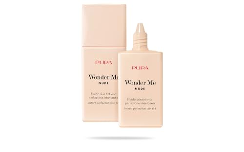 Pupa Fondotinta Fluido Wonder Me Nude Skin Tint, Effetto Seconda Pelle, Perfezione Istantanea, Minimizza Pori E Imperfezioni - Formula Clean, Made In Italy (Colore 020 Almond, 30 Ml) - 2