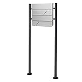 ECD Germany Standbriefkasten mit Zeitungsfach, Design Briefkasten mit Pfosten, Briefkastenanlage, Briefkastenständer Anthrazit Höhe 120cm, Postkasten Hellgrau 37x11x37cm, Edelstahl pulverbeschichtet