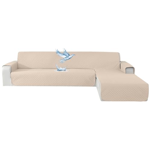 YSTELLAA Impermeable Housse Canapé 3 Places, Housse Canape d'angle Gauche/Droit Universel Réversible, avec Accoudoirs, Protection Chat Chiens Griffures, Sofa...