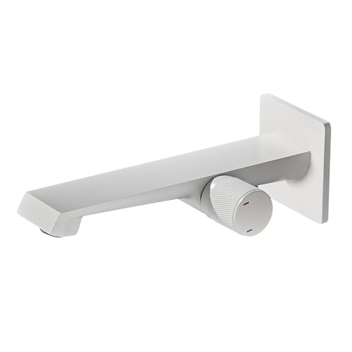 Mitigeur lavabo mural blanc laiton PTMP12W commande unique fluide - 2