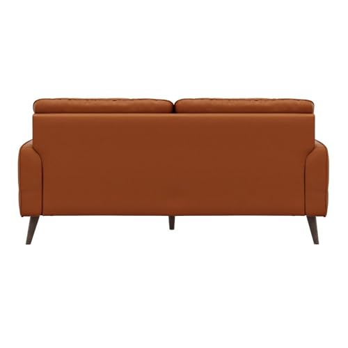 Image of Wakefit 3 Seater Sofa | 5 Year Warranty | Tan Leatherette Sofa for Living Room - Azores(Robin : Tan)